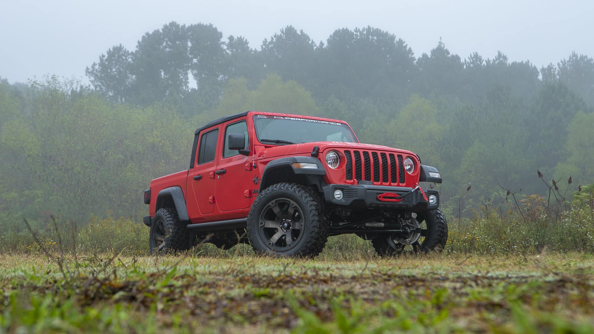 SCA Jeep Gladiator Black Widow Facing Right in Red.